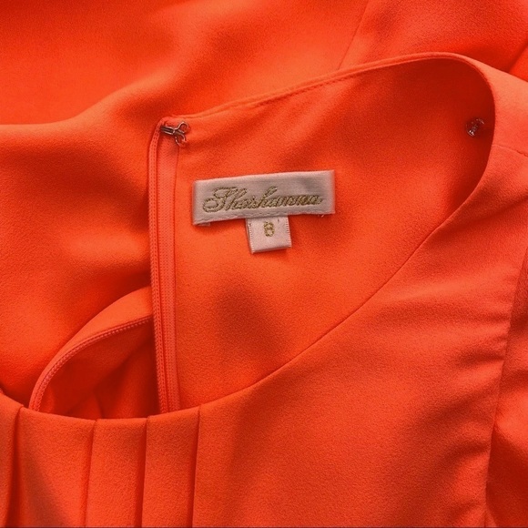 Shoshana Katrina Coral Orange Blouson Ruffle Sheath Cocktail Dress Size 8 - Picture 8 of 11